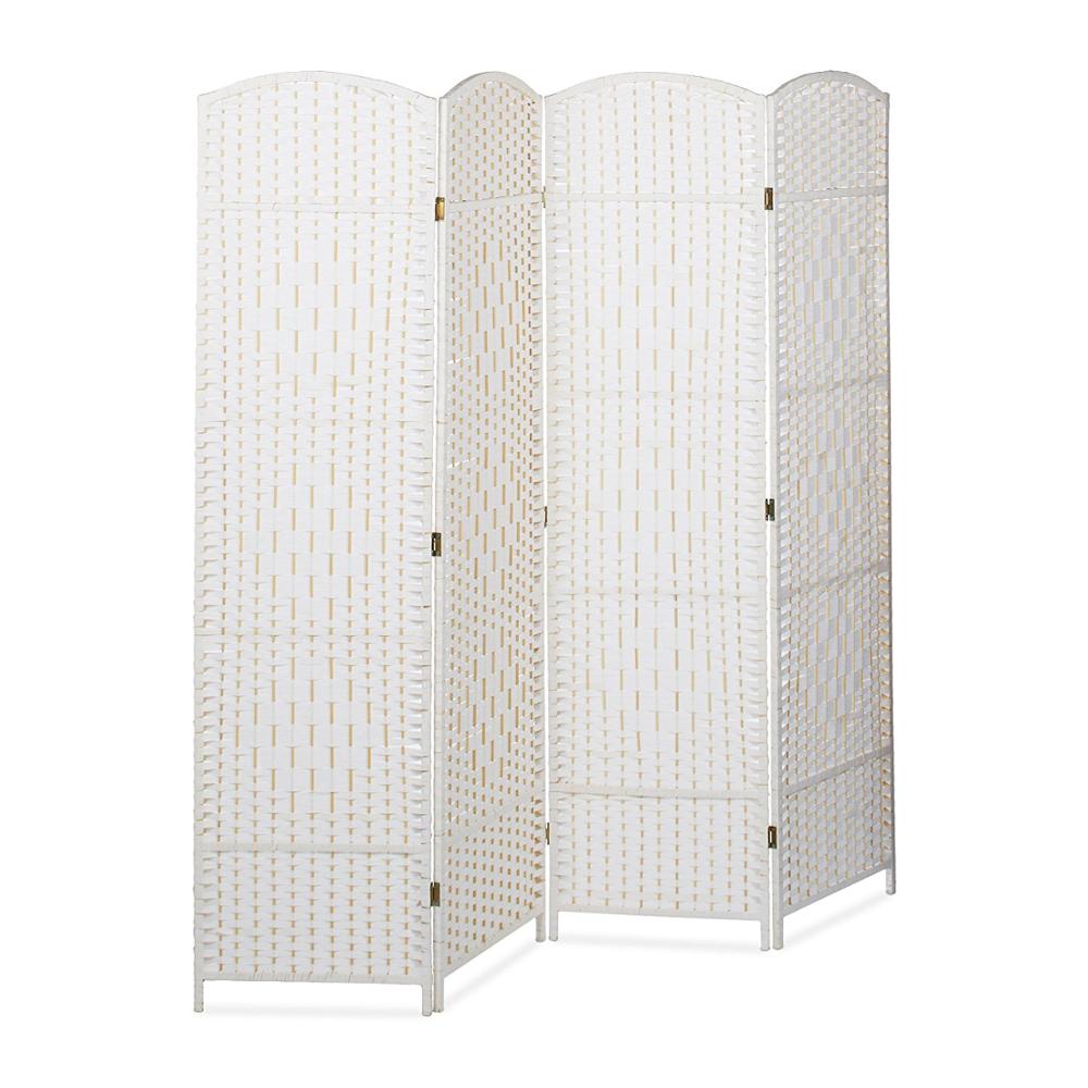 BIOMBO DIVISOR DE AMBIENTES BAMBÚ 4 PANELES BLANCO