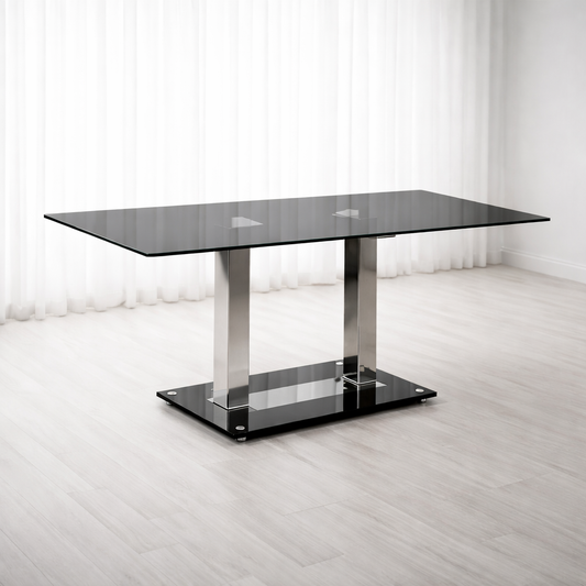 MESA DE COMEDOR GLASS MODERN STEEL