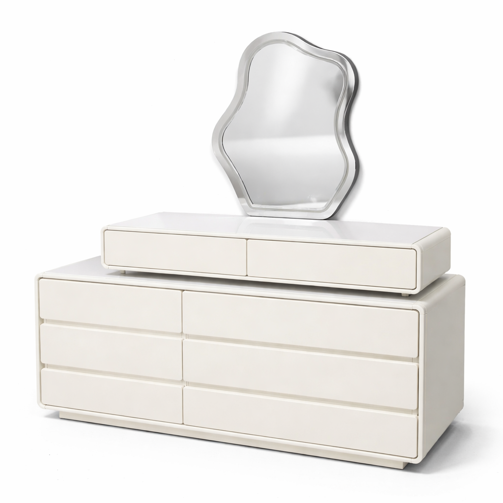 TOCADOR CÓMODA MODERNA CON ESPEJO ORGÁNICO