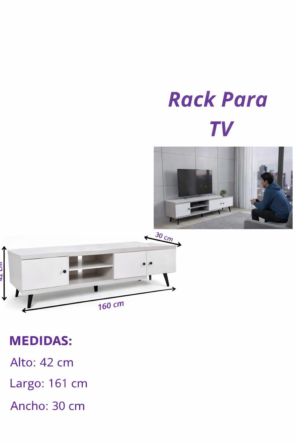 Rack Para Tv Moderno Blanco 120 Cm