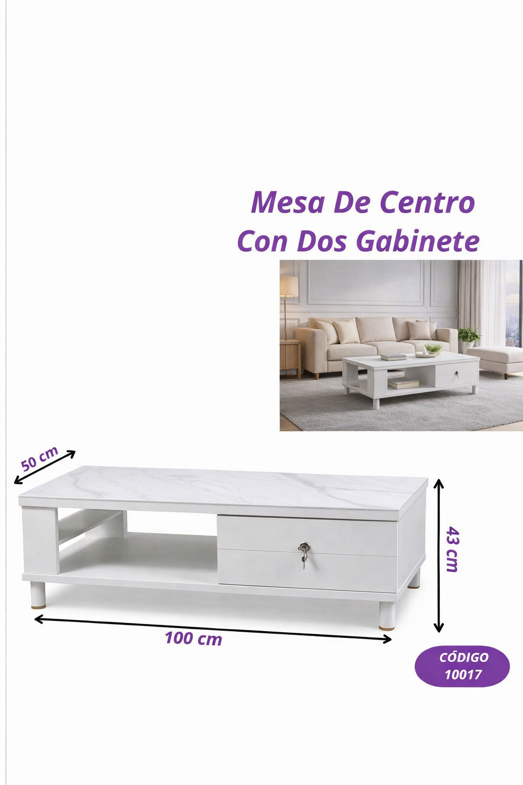 MESA DE CENTRO MODERN LIVING CON GABINETE
