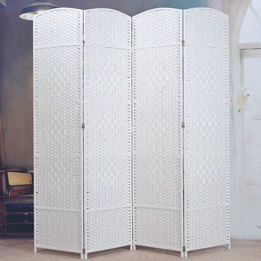 BIOMBO DIVISOR DE AMBIENTES BAMBÚ 4 PANELES BLANCO