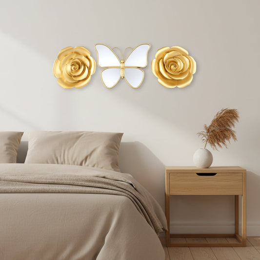 Set Decorativo Mariposa Y Rosas