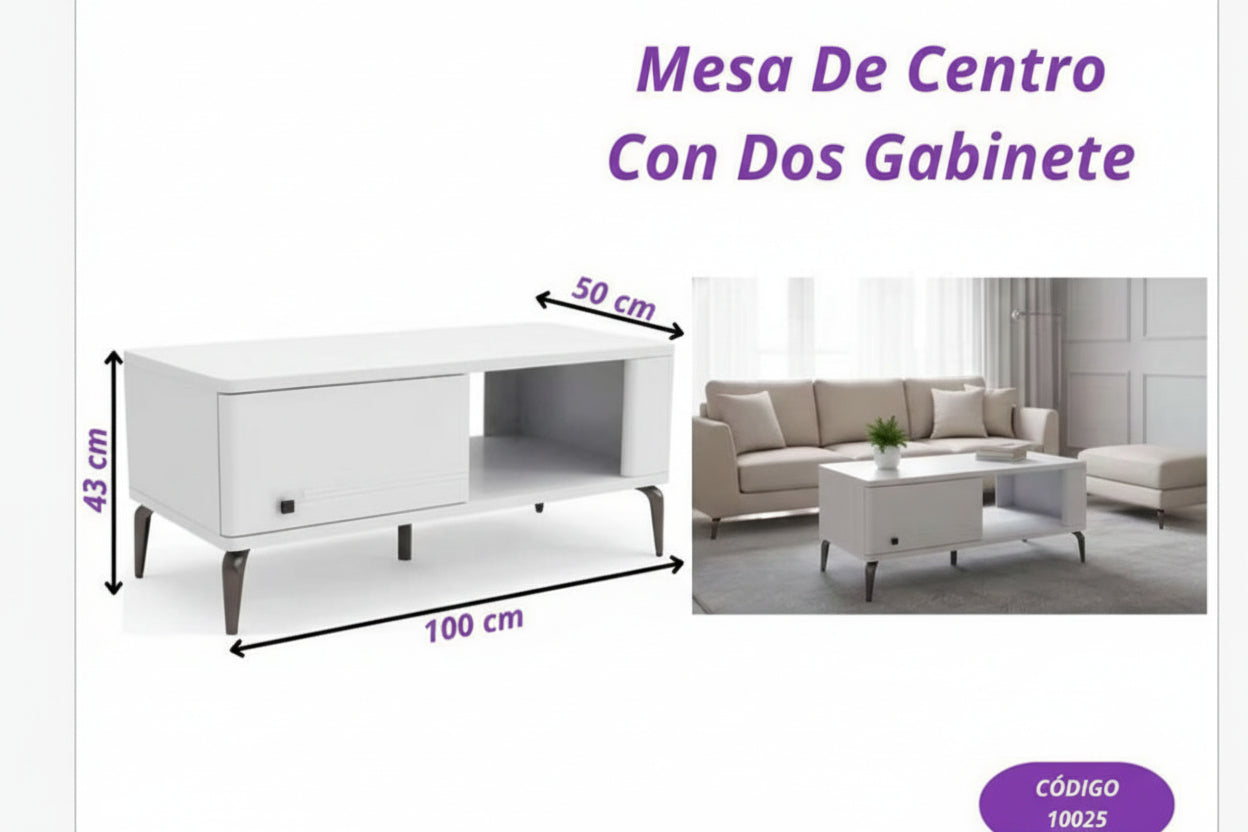 MESA DE CENTRO MODERNA CON CAJÓN Y REPISA