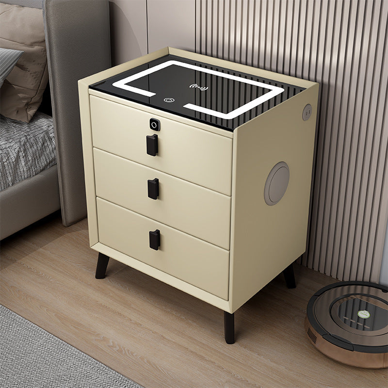 Velador Moderno 3 Cajones con Cargador Inalámbrico y Puertos USB