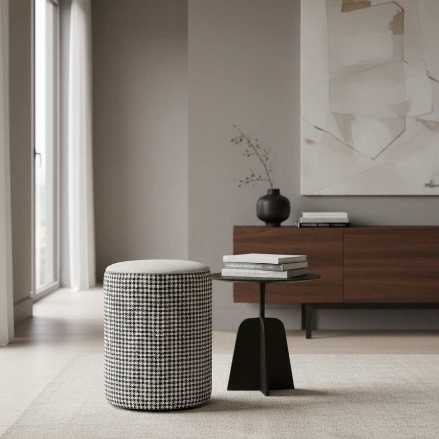 TABURETE CILÍNDRICO HOUNDSTOOTH