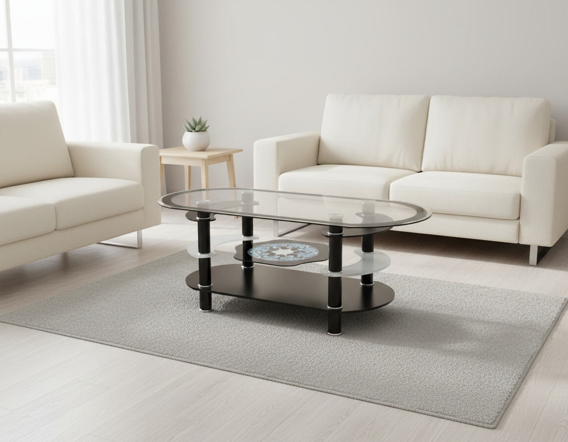 MESA DE CENTRO GLASS BLACK MULTI DESIGN