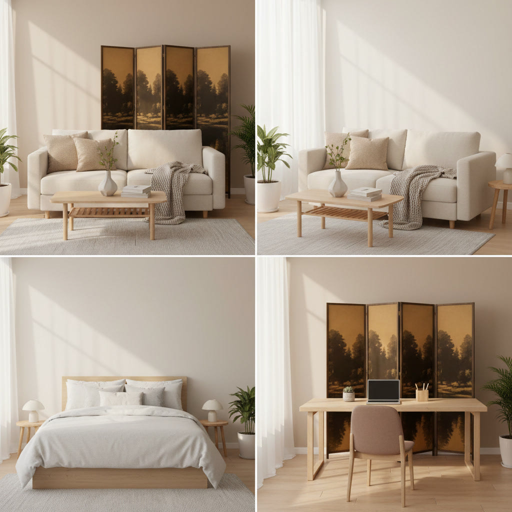 BIOMBO DECORATIVO PAISAJE ÁMBAR 4 PANELES