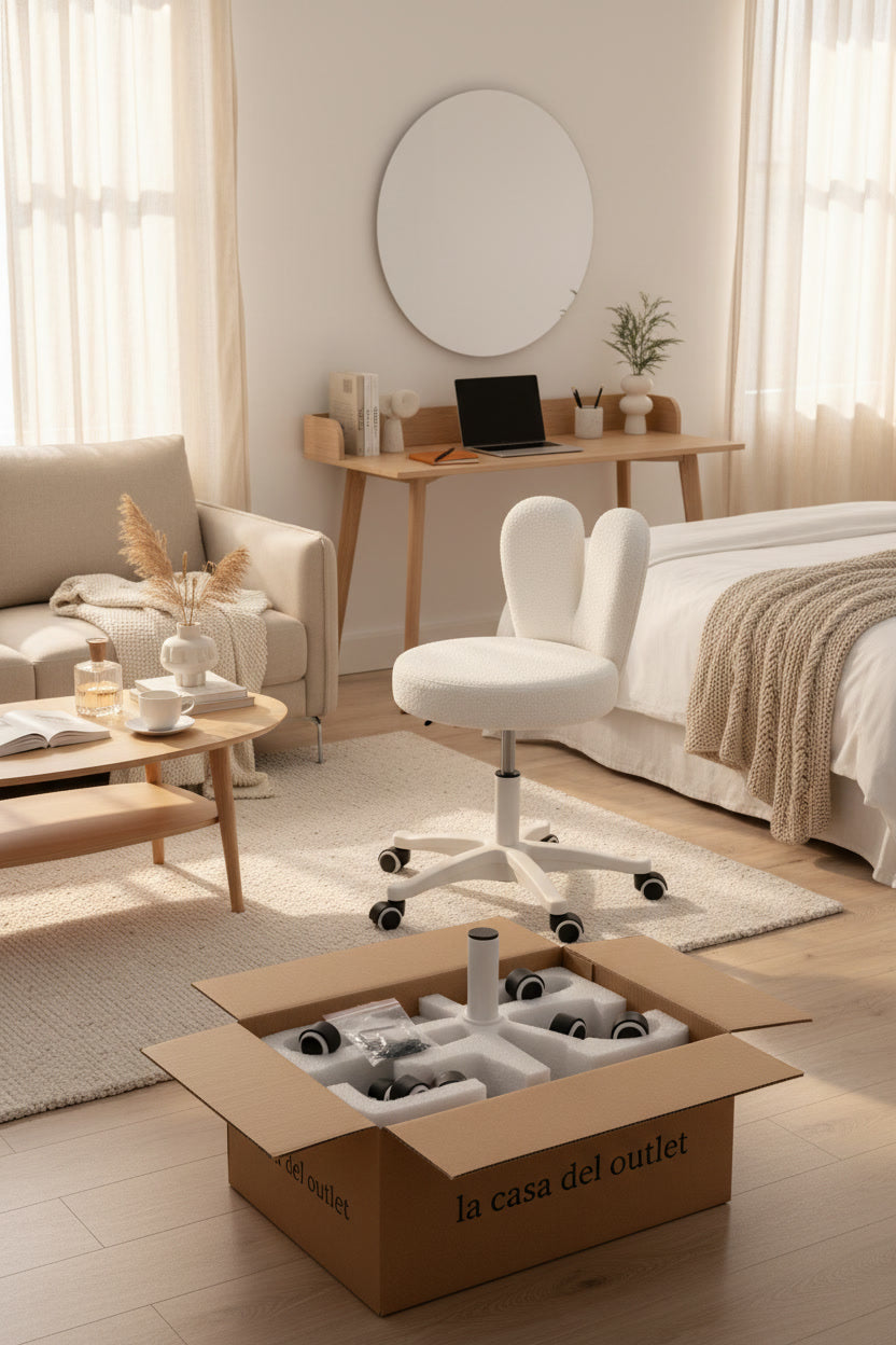 SILLA GIRATORIA NÓRDICA OREJITAS BUNNY BLANCA