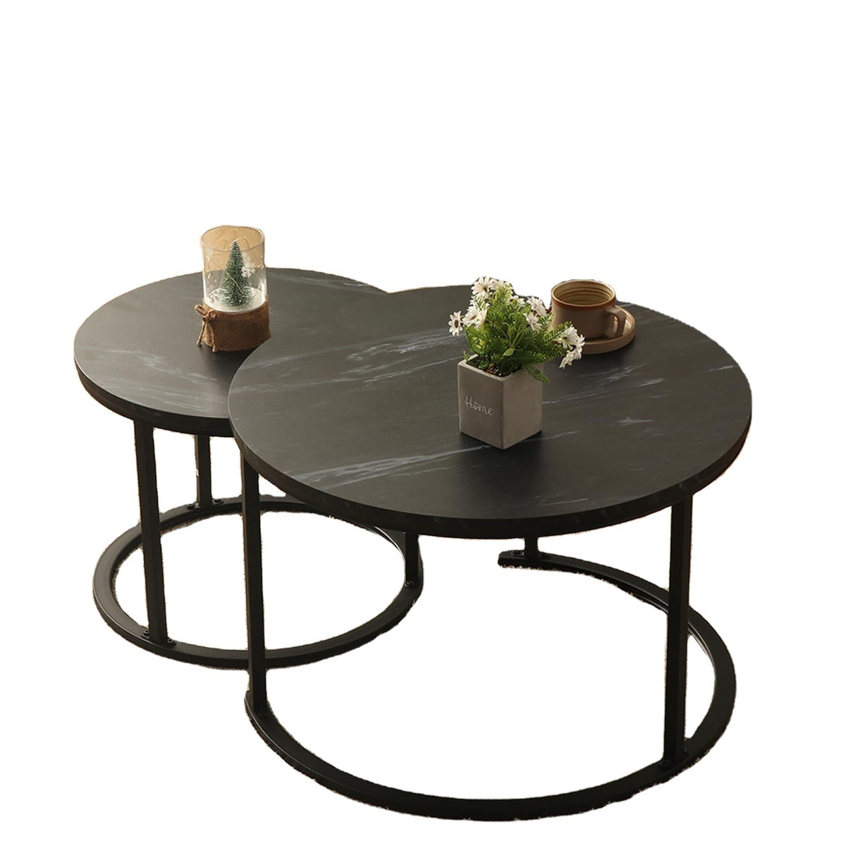 SET DE MESAS DE CENTRO NOIR STONE EFECTO MÁRMOL NEGRO