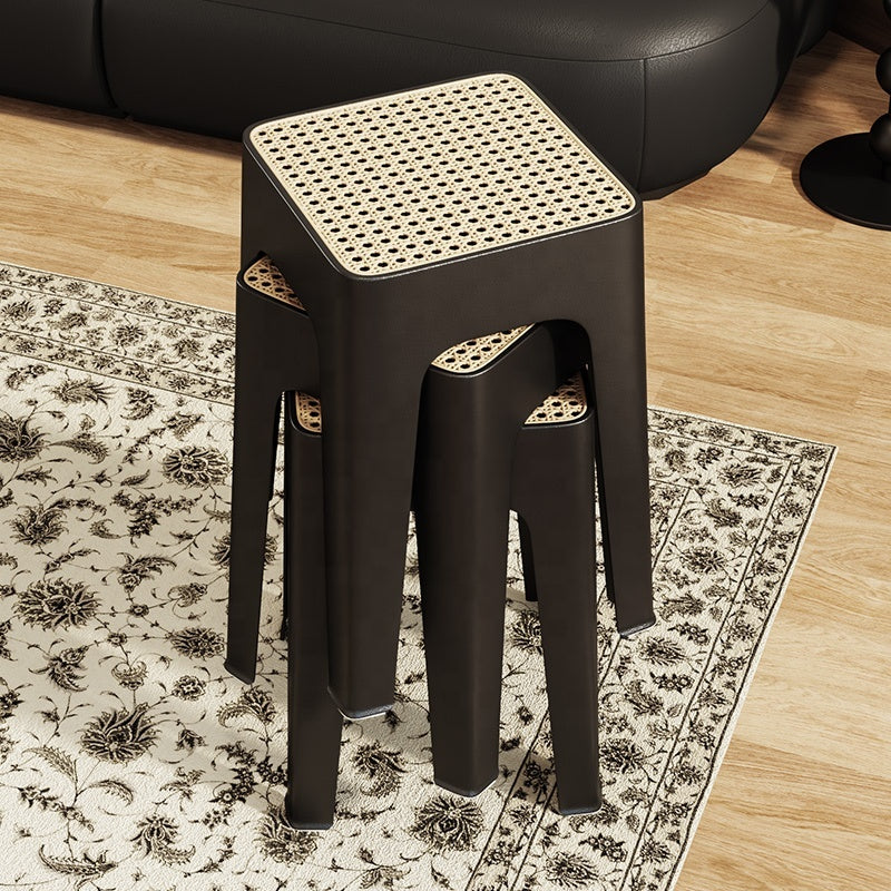 Taburete Modern Rattan Black
