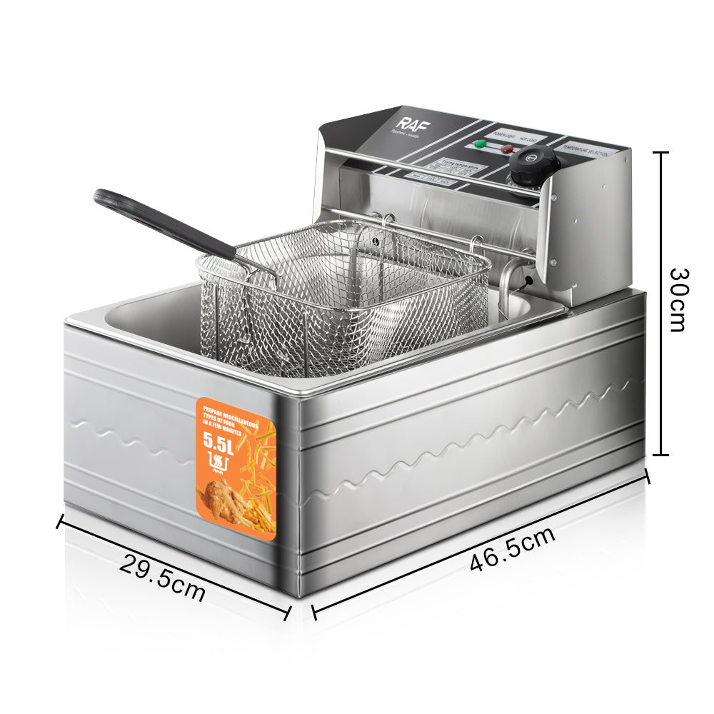 Freidora Eléctrica De Aceite Raf 5.5l En Acero Inoxidable