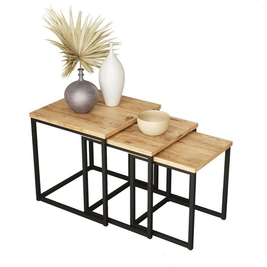 SET MESA INDUSTRIAL CUADRADA MADERA