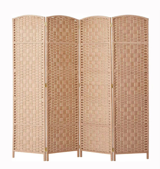 BIOMBO DIVISOR DE AMBIENTES BAMBÚ 4 PANELES BEIGE