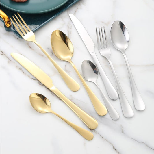 SET CUBIERTOS DORADO Y PLATEADO 4 PIEZAS