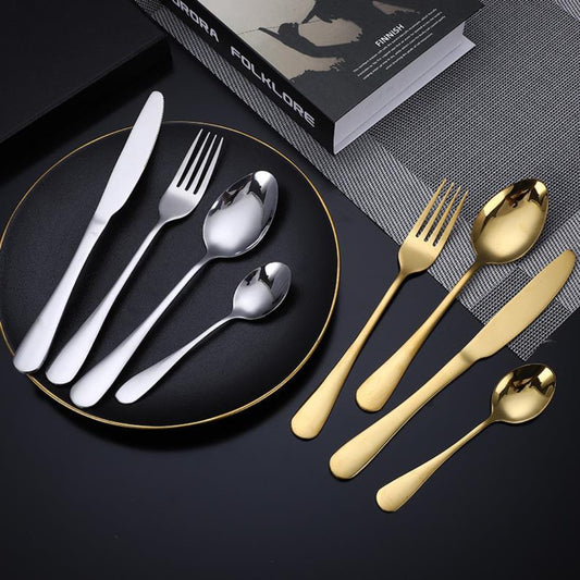 SET CUBIERTOS DORADO Y PLATEADO 4 PIEZAS