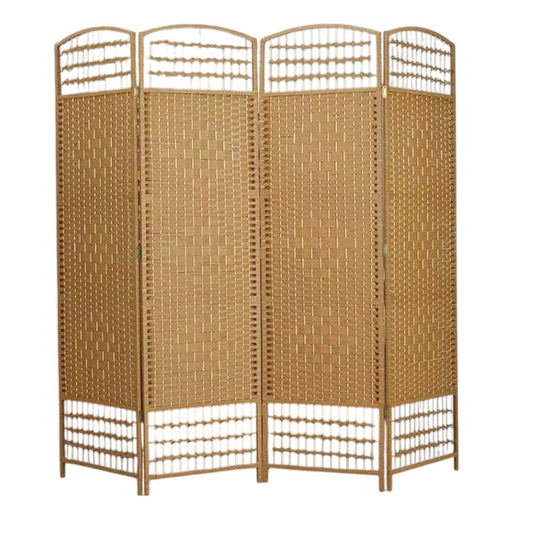 BIOMBO DIVISOR DE AMBIENTES BAMBÚ 4 PANELES BEIGE
