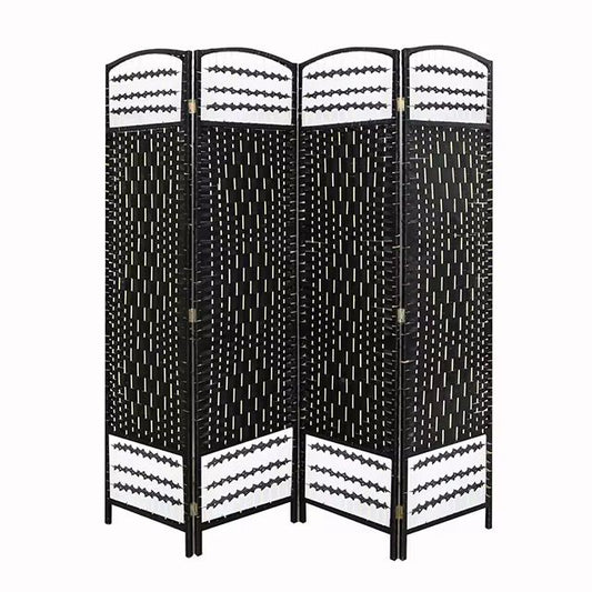 BIOMBO DIVISOR DE AMBIENTES BAMBÚ 4 PANELES NEGRO