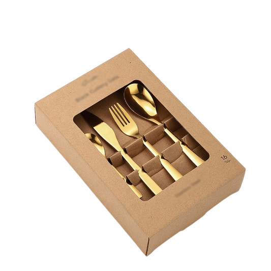 SET CUBIERTOS DORADO Y PLATEADO 4 PIEZAS