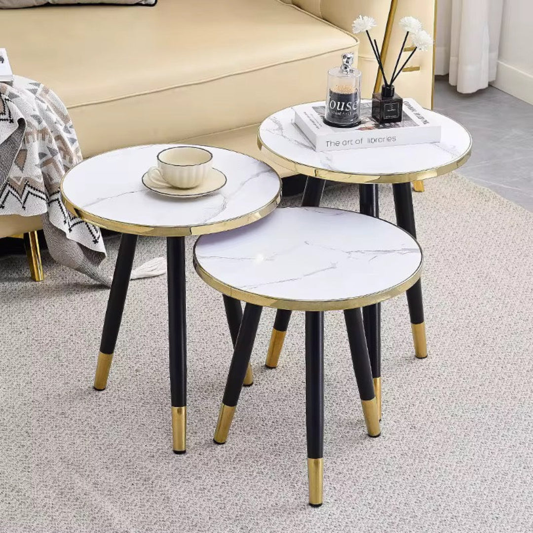 SET MESA GOLDEN CIRCULAR BLANCO