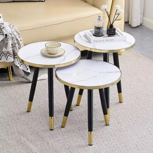 SET MESA GOLDEN CIRCULAR BLANCO