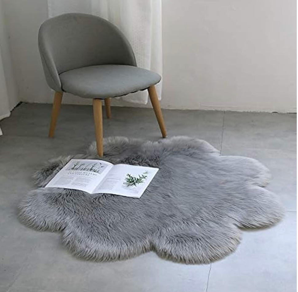 Alfombra sintetica peluda flor 120x120cm
