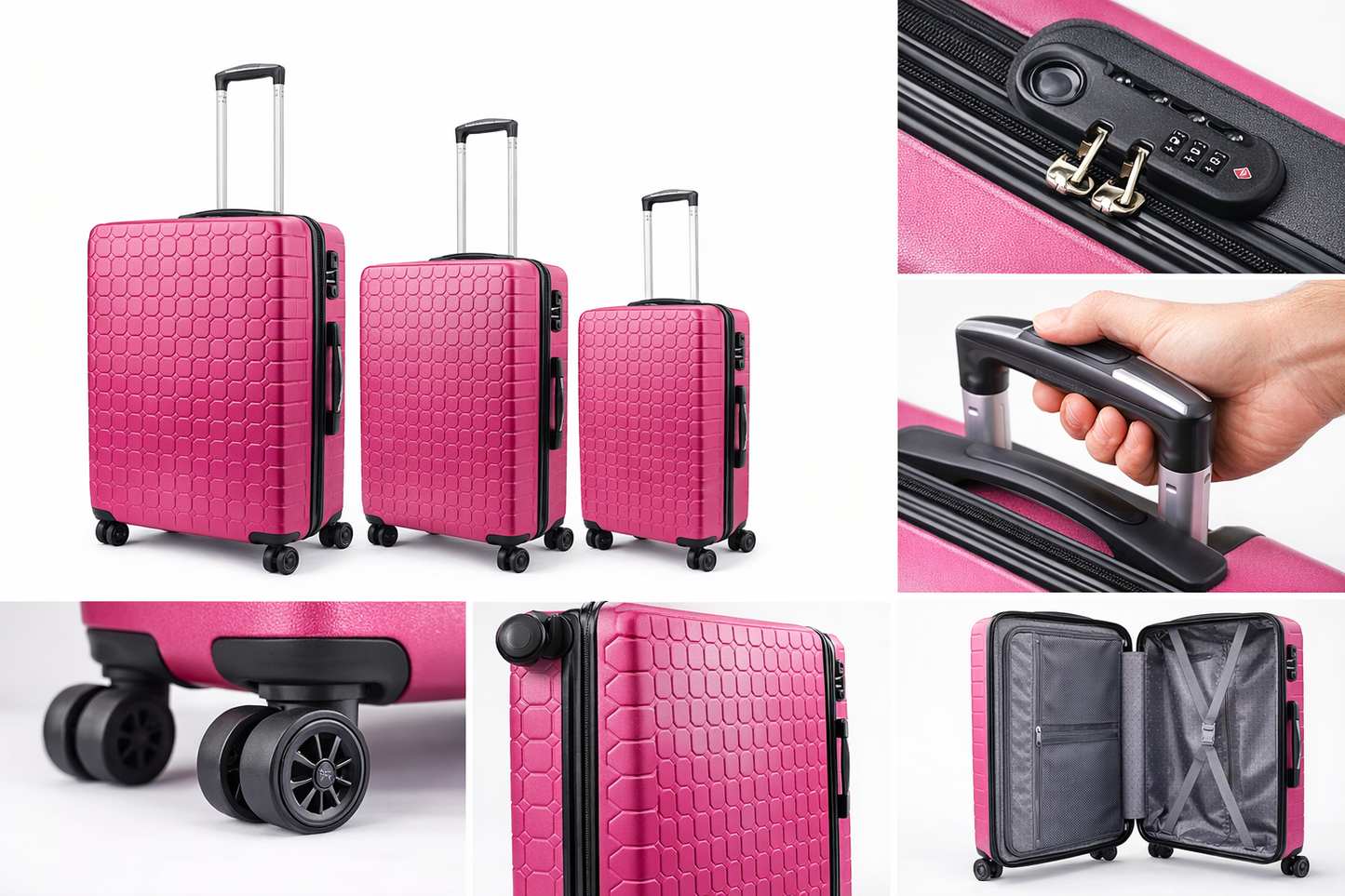 SET DE 3 MALETAS RÍGIDAS CON RUEDAS 360°