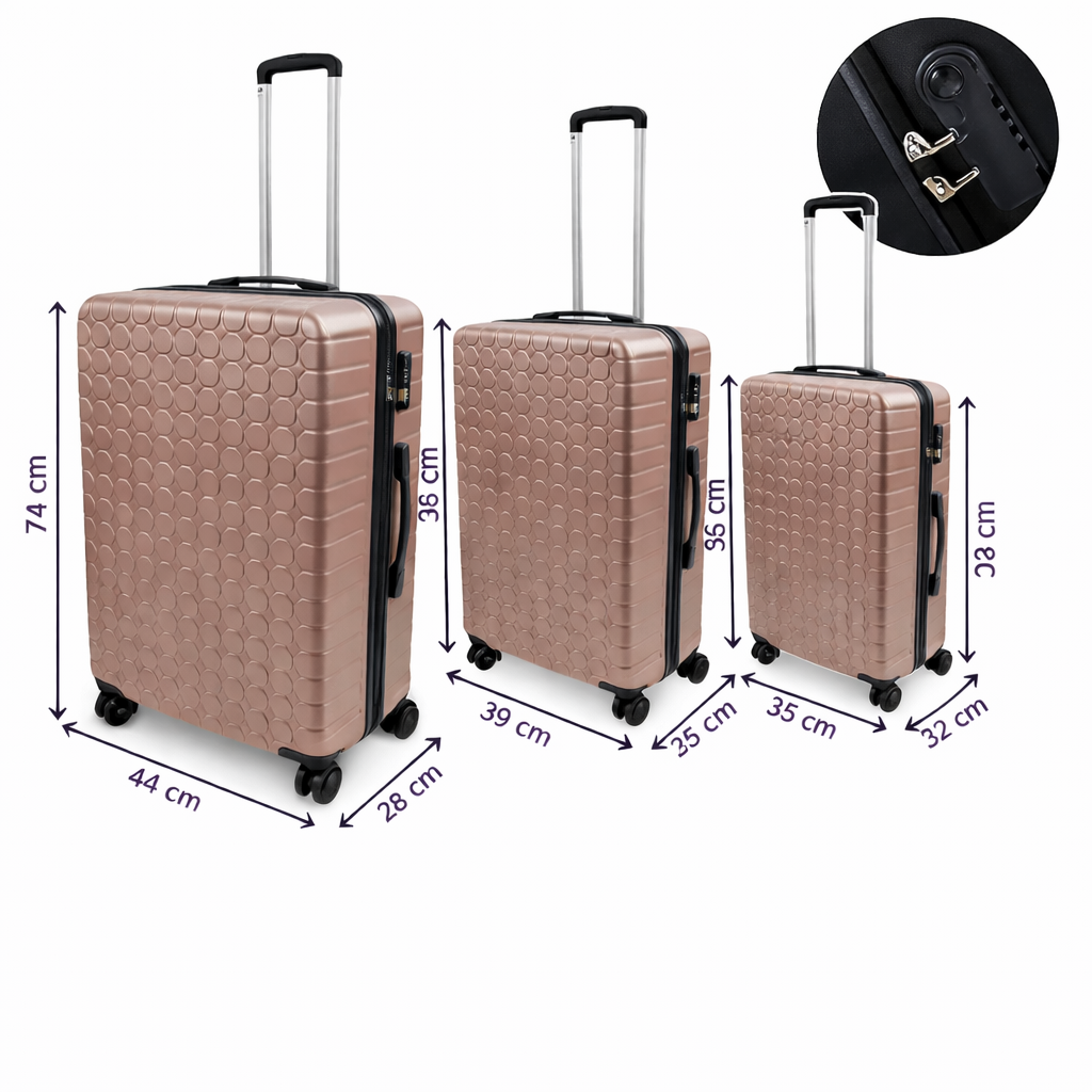 SET DE 3 MALETAS RÍGIDAS CON RUEDAS 360°