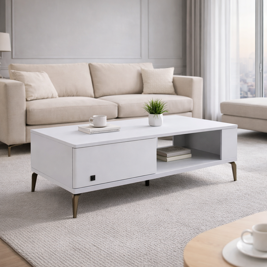 MESA DE CENTRO MODERNA CON CAJÓN Y REPISA