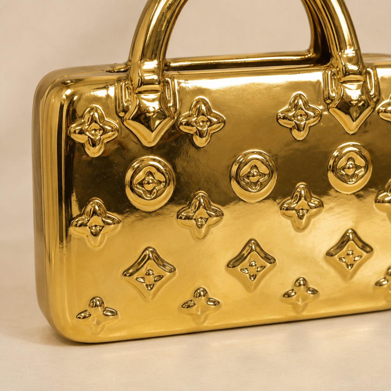 Florero Bolso Luxe Dorado