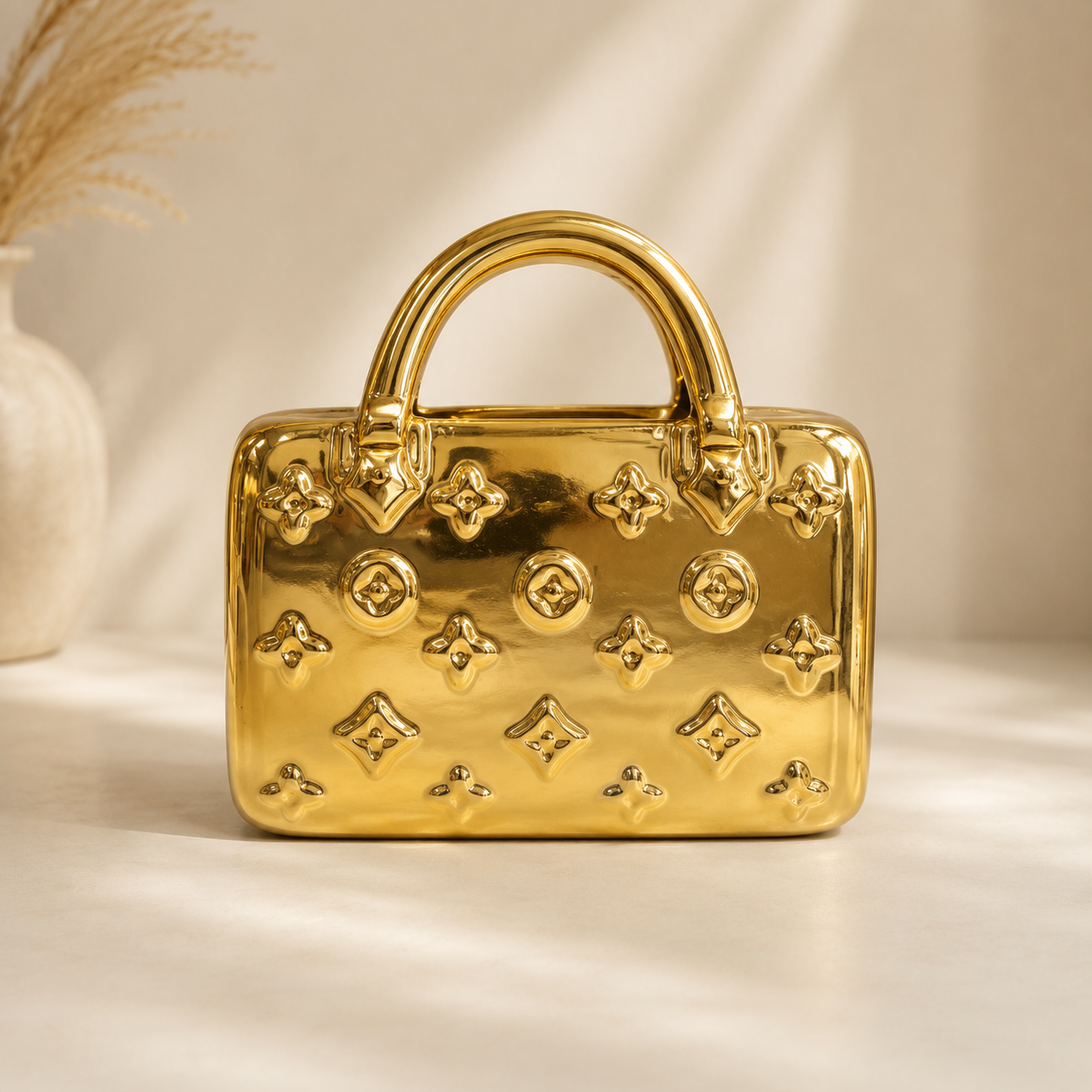 Florero Bolso Luxe Dorado