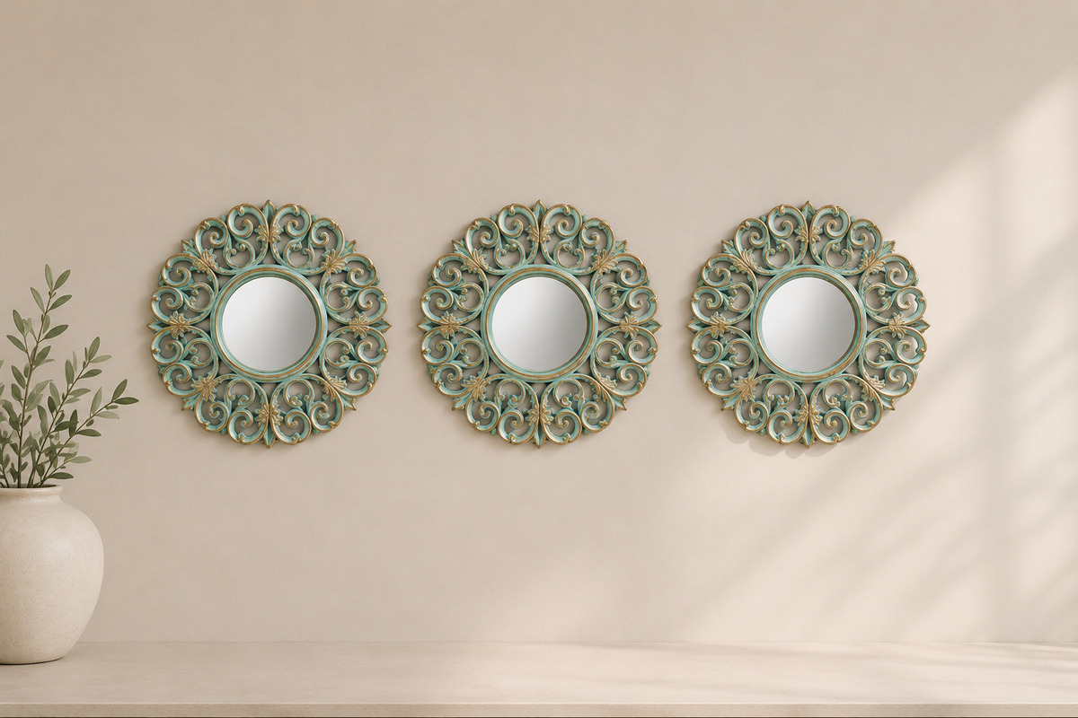 Set decorativo flor turquesa