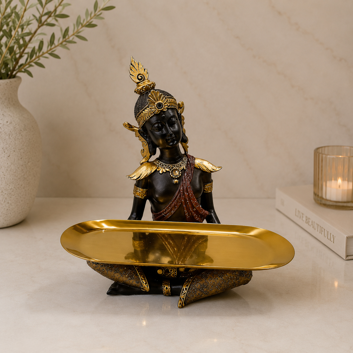 Figura Decorativa Krishna Dorada