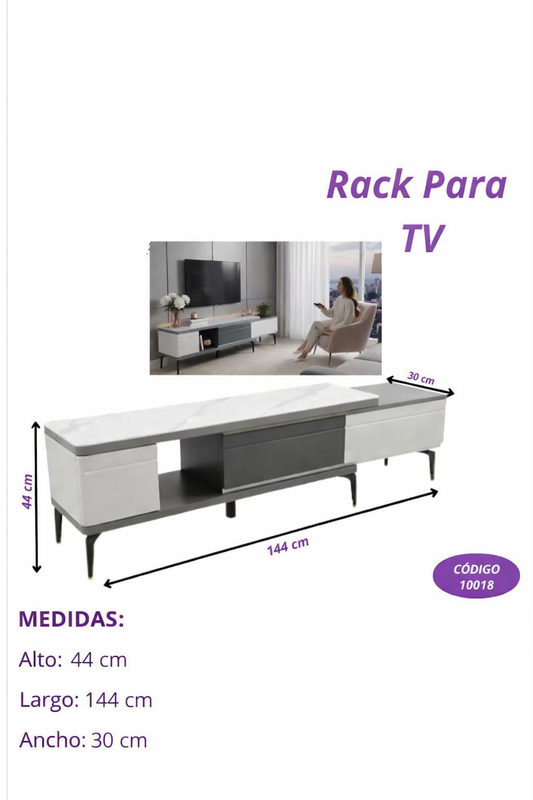 RACK PARA TV MODERNO BLANCO Y GRIS