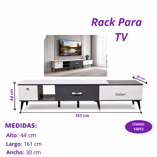 RACK PARA TV MODERNO BLANCO Y GRIS 161 CM