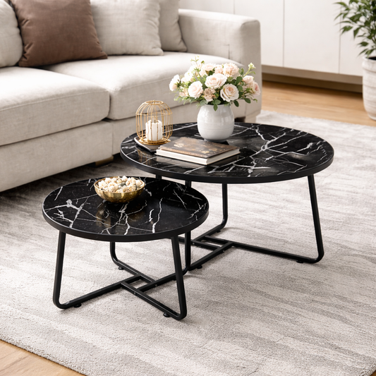 SET MESAS DISEÑO DE MARMOL BLACK