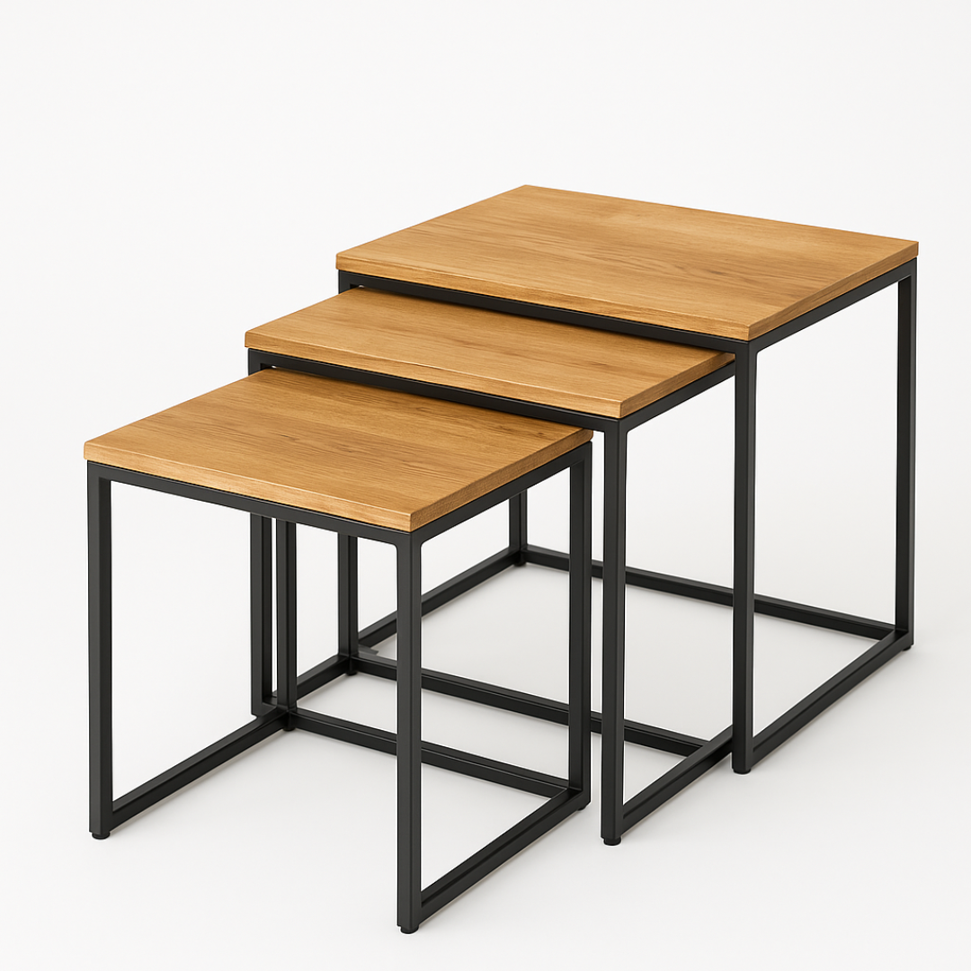 SET MESA INDUSTRIAL CUADRADA MADERA