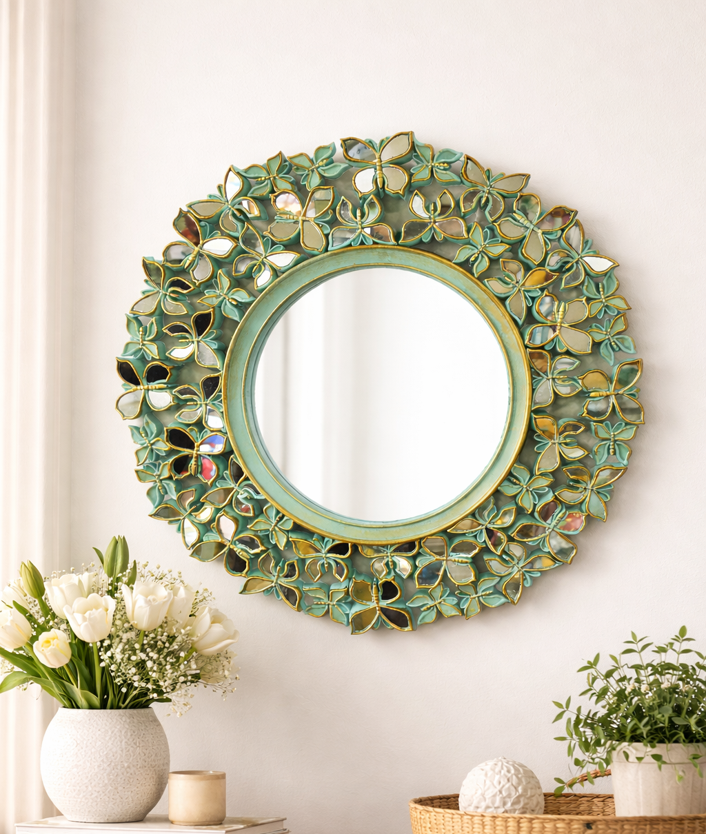 ESPEJO DECORATIVO MARIPOSAS REDONDO