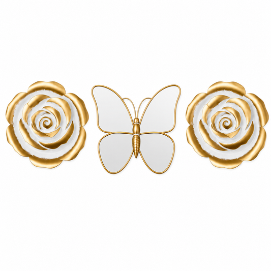 Set Decorativo Mariposa Y Rosas