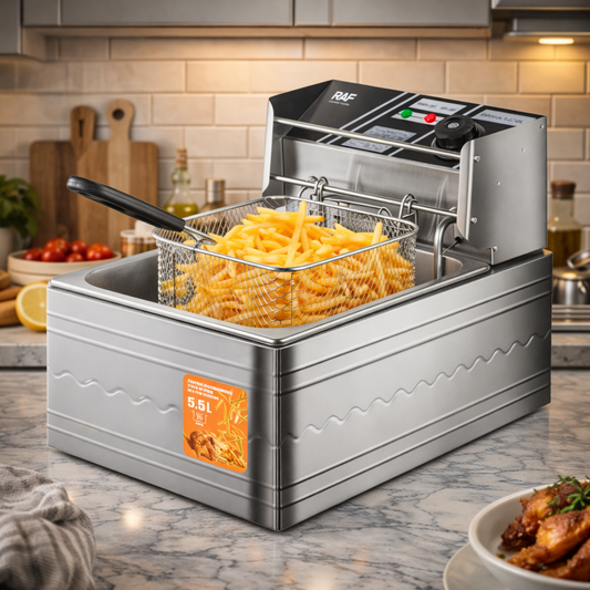 Freidora Eléctrica De Aceite Raf 5.5l En Acero Inoxidable