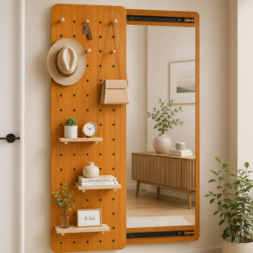 Recibidor Organizador con Espejo Deslizable 128x40cm