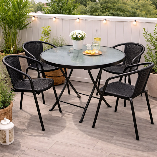 SET MESA PLEGABLE + 4 SILLAS RATAN