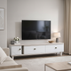 Rack De Tv Moderno Blanco Con Cubierta Madera