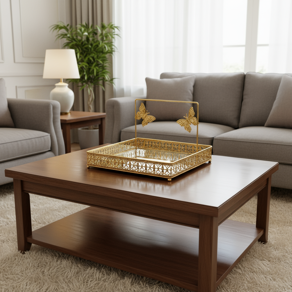 SET BANDEJA ESPEJO DECORATIVA X3