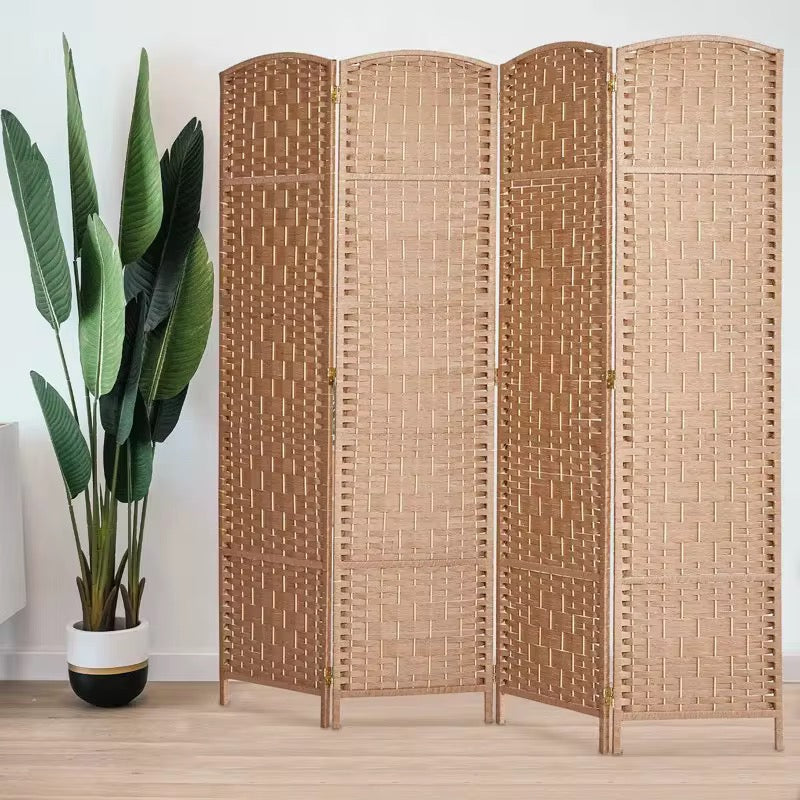 BIOMBO DIVISOR DE AMBIENTES BAMBÚ 4 PANELES BEIGE