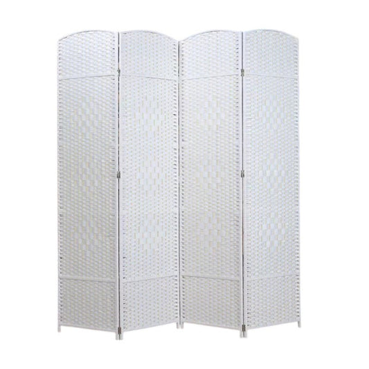 BIOMBO DIVISOR DE AMBIENTES BAMBÚ 4 PANELES BLANCO