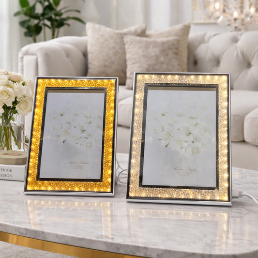 Portafoto LED 29x24cm Decorativo con Cristales y Luz  USB