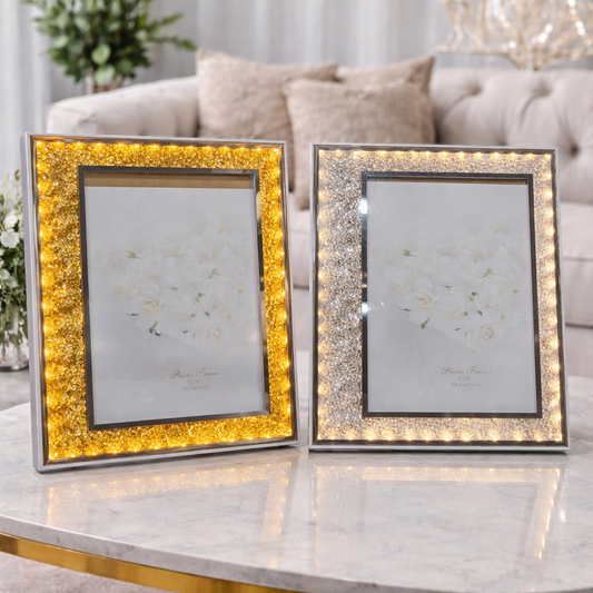 Portafoto LED  22 X 25 cm Decorativo con Cristales y Luz SHINE USB