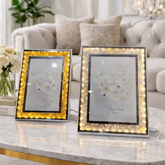 Portafoto LED 19x25 cm Decorativo con Cristales y Luz