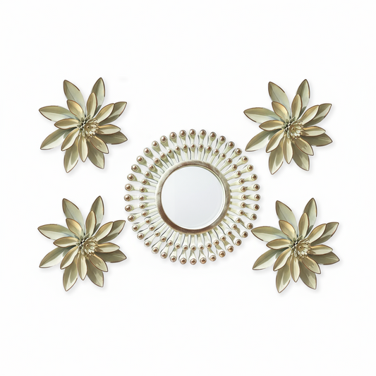 SET DECORATIVO FLORES Y ESPEJO